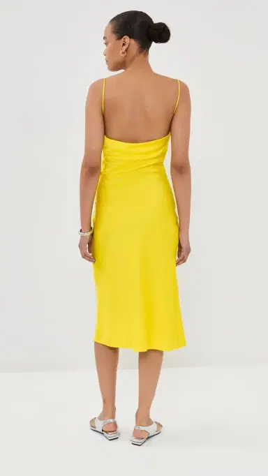 Stella McCartney Slip Satin Dress Bright Yellow | Thumbnail 3