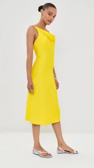 Stella McCartney Slip Satin Dress Bright Yellow | Thumbnail 4
