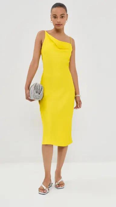 Stella McCartney Slip Satin Dress Bright Yellow | Thumbnail 5