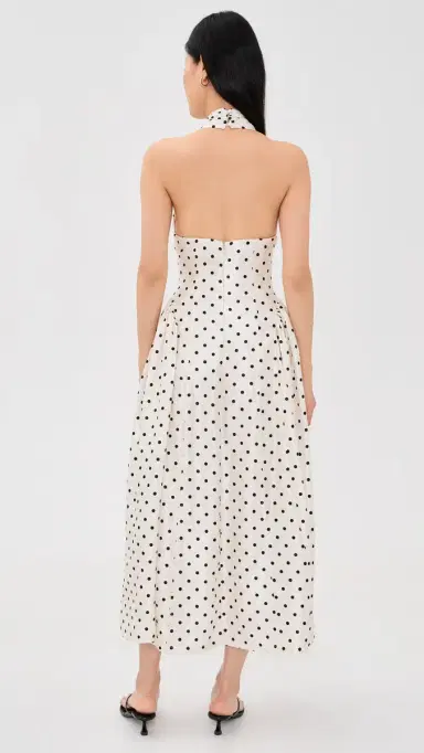 endless rose Halter Neck Polka-Dot Maxi Dress Off White | Thumbnail 3