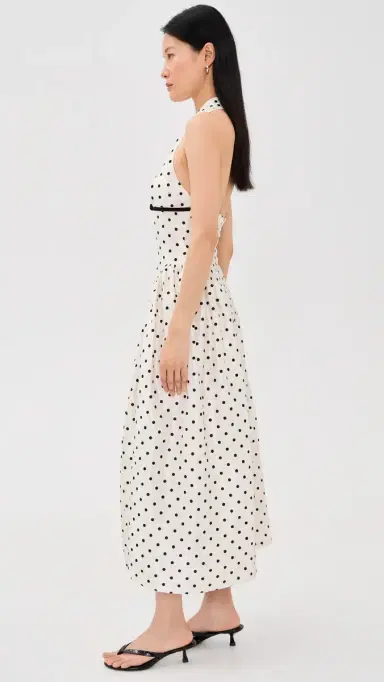endless rose Halter Neck Polka-Dot Maxi Dress Off White | Thumbnail 4