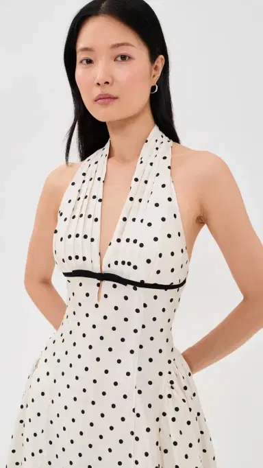 endless rose Halter Neck Polka-Dot Maxi Dress Off White | Thumbnail 5