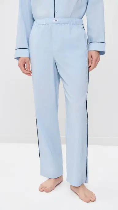 Lunya Airy Cotton Piped leep Pants till Blue/Deep Blue | Thumbnail 2