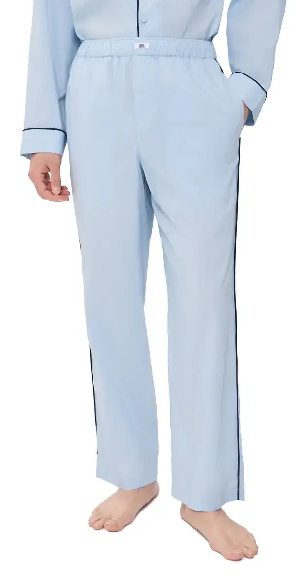 Airy Cotton Piped Pants till Blue/Deep Blue