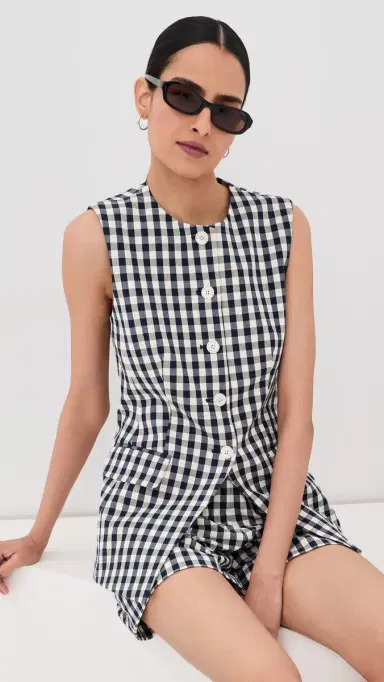 Veronica Beard Lois Vest Navy/Dove 2 | Thumbnail 2