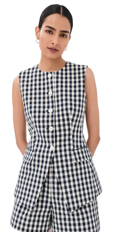Veronica Beard Lois Vest Navy/Dove 2 | Thumbnail 1