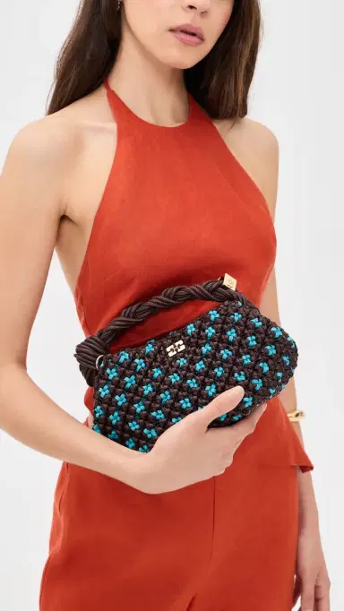 Ganni Bou Mini Braided Handbag Chicory Coffee One Size | Thumbnail 3