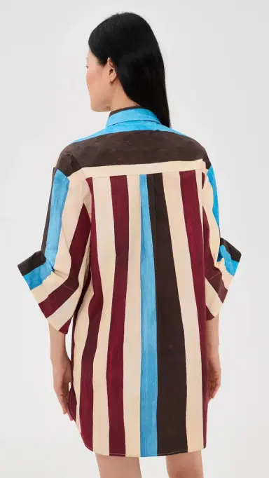 Staud Nico Mini Dress Caffe Stripe | Thumbnail 3
