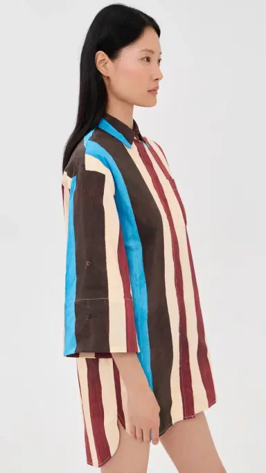 Staud Nico Mini Dress Caffe Stripe | Thumbnail 4