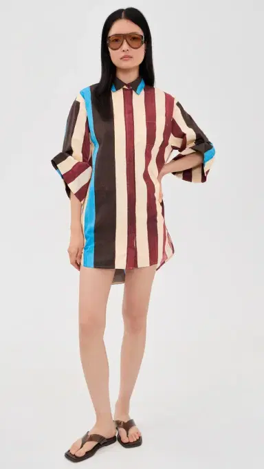 Staud Nico Mini Dress Caffe Stripe | Thumbnail 5