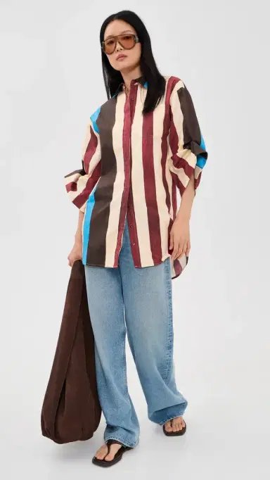 Staud Nico Mini Dress Caffe Stripe | Thumbnail 6