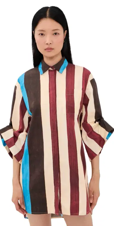 Staud Nico Mini Dress Caffe Stripe | Thumbnail 1