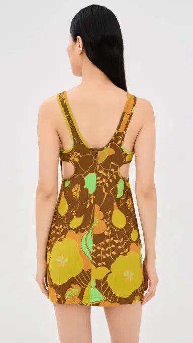 Tibi Kamara Print Racerback Short Dress Brown Multi 2 | Thumbnail 3 Tibi Kamara Print Racerback Short Dress Brown Multi 2 | Thumbnail 3