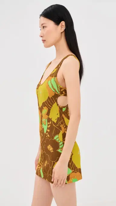 Tibi Kamara Print Racerback Short Dress Brown Multi 2 | Thumbnail 4 Tibi Kamara Print Racerback Short Dress Brown Multi 2 | Thumbnail 4
