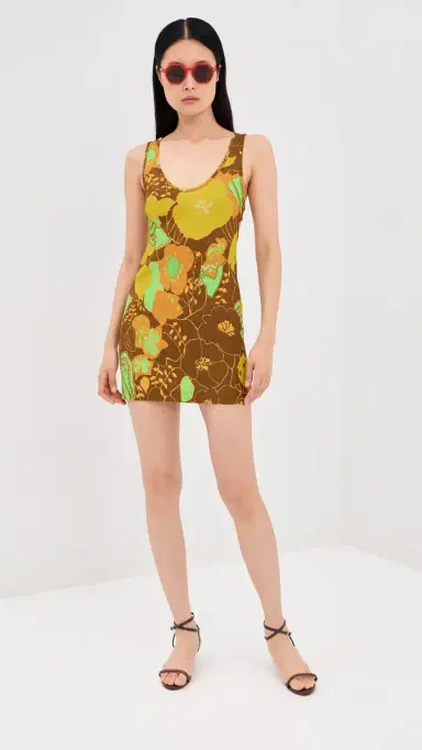 Tibi Kamara Print Racerback Short Dress Brown Multi 2 | Thumbnail 5 Tibi Kamara Print Racerback Short Dress Brown Multi 2 | Thumbnail 5