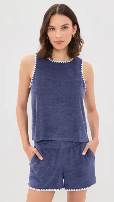 Marine Layer Towel Terry Shell Tank Deep Cobalt L | Thumbnail 2 Marine Layer Towel Terry Shell Tank Deep Cobalt L | Thumbnail 2