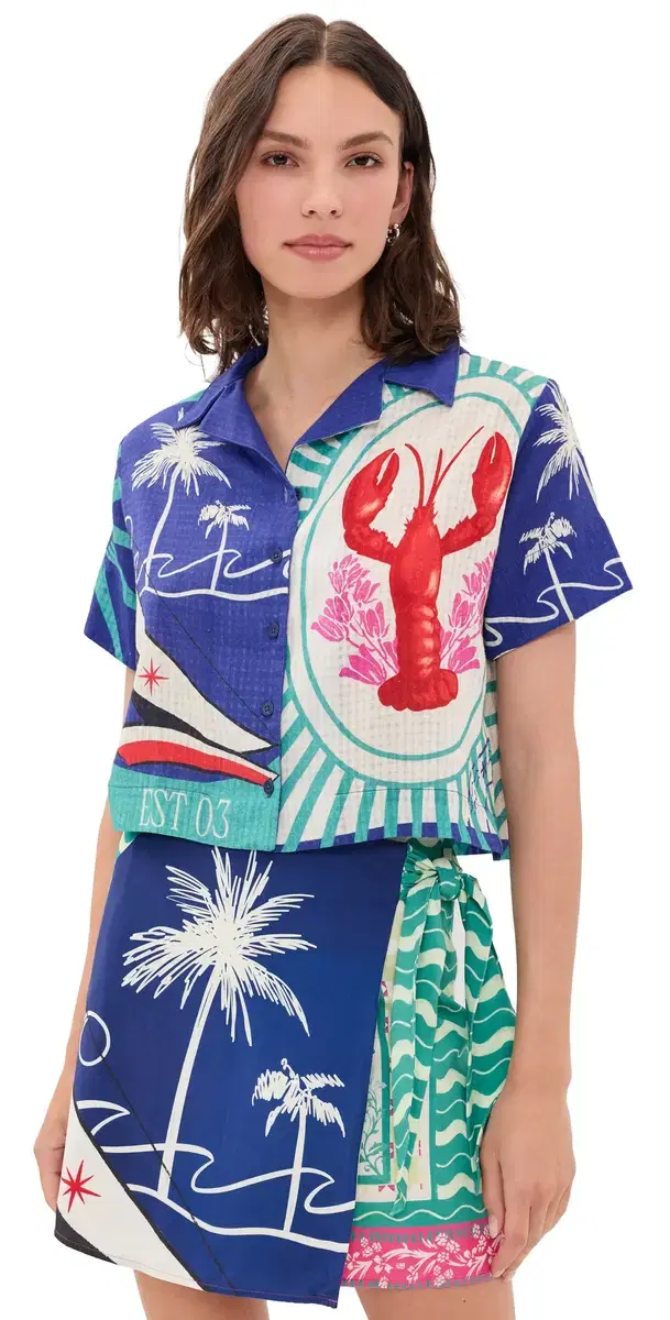 Prim Cropped Button Down Shirt ulticolor