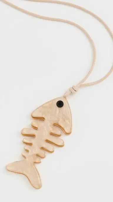 By Adina Eden Fish Skeleton Rope Necklace Brown One Size | Thumbnail 2