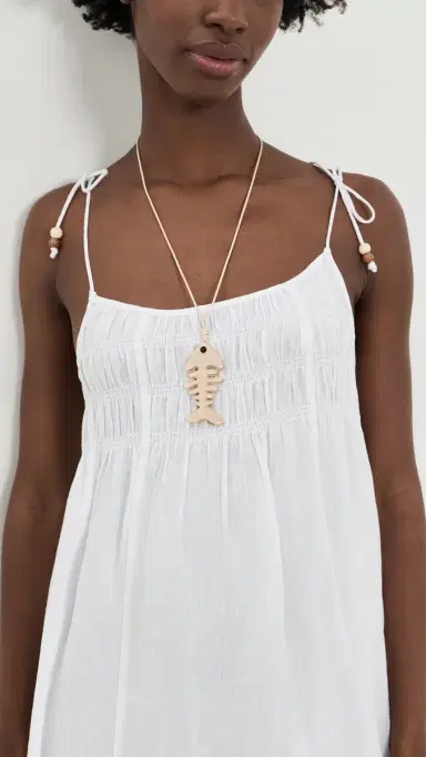 By Adina Eden Fish Skeleton Rope Necklace Brown One Size | Thumbnail 3