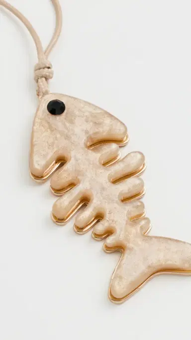 By Adina Eden Fish Skeleton Rope Necklace Brown One Size | Thumbnail 4