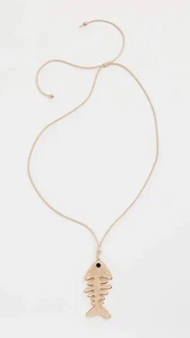By Adina Eden Fish Skeleton Rope Necklace Brown One Size | Thumbnail 5