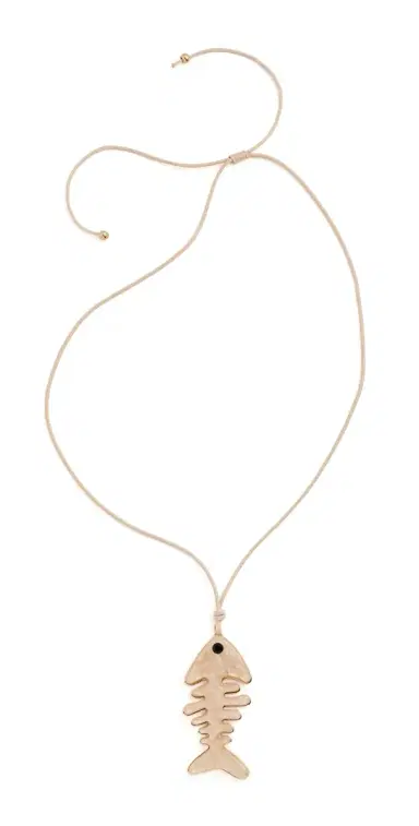 By Adina Eden Fish Skeleton Rope Necklace Brown One Size | Thumbnail 1
