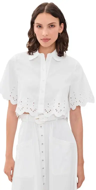 Saloni Dree Crop Button Down Shirt | Thumbnail 1 Saloni Dree Crop Button Down Shirt | Thumbnail 1