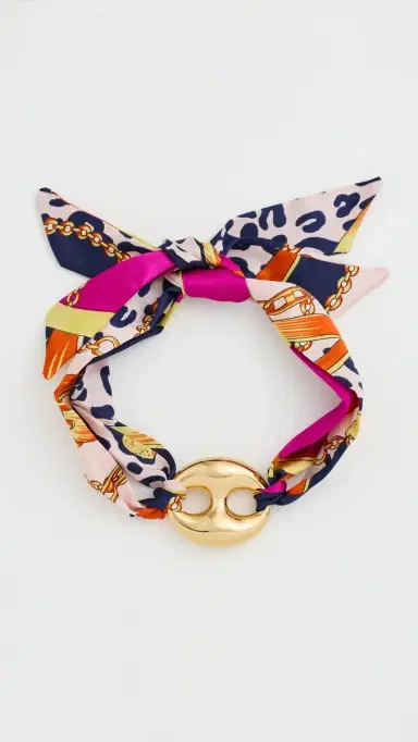 By Adina Eden Gold Mariner Vibrant Scarf Statement Necklace Multi Color One Size | Thumbnail 2