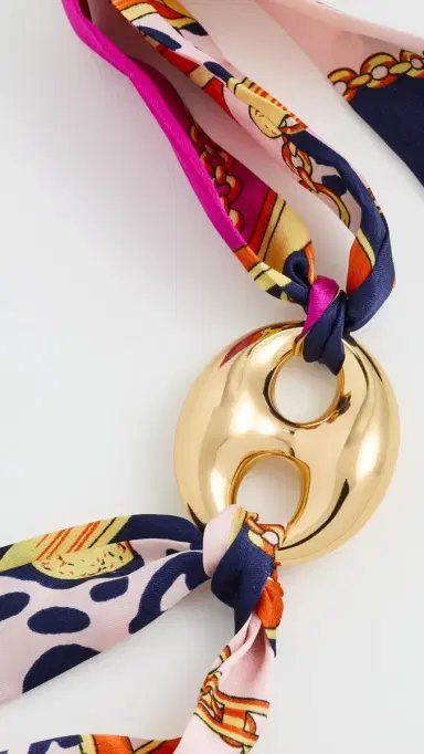 By Adina Eden Gold Mariner Vibrant Scarf Statement Necklace Multi Color One Size | Thumbnail 4