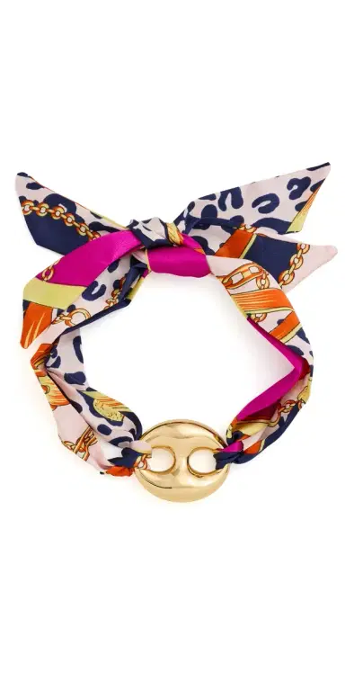 By Adina Eden Gold Mariner Vibrant Scarf Statement Necklace Multi Color One Size | Thumbnail 1