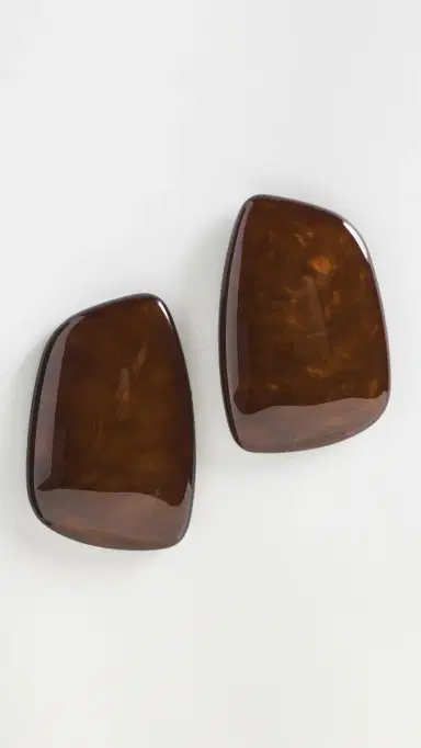 By Adina Eden Chocolate Natural Shape Stud Earrings Brown One Size | Thumbnail 2