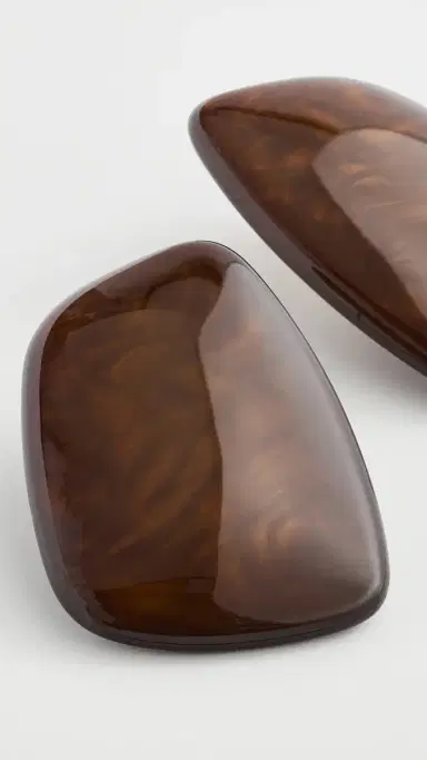By Adina Eden Chocolate Natural Shape Stud Earrings Brown One Size | Thumbnail 4