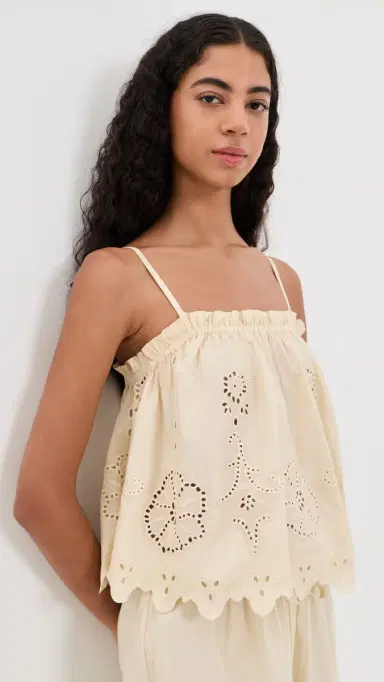 Apiece Apart Embroidered Cami Top Ecru | Thumbnail 2 Apiece Apart Embroidered Cami Top Ecru | Thumbnail 2