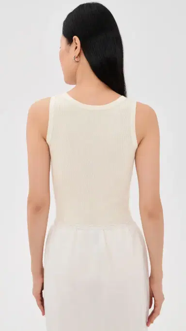 RENGGLI Scoop Neck Rib Tank Flat White L | Thumbnail 3