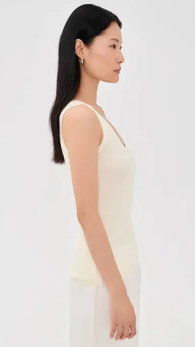 RENGGLI Scoop Neck Rib Tank Flat White L | Thumbnail 4