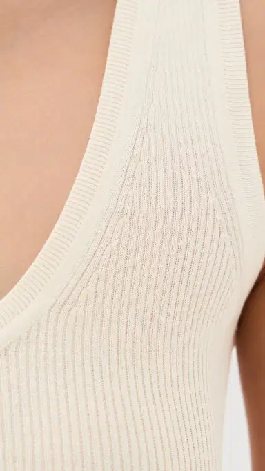 RENGGLI Scoop Neck Rib Tank Flat White L | Thumbnail 6
