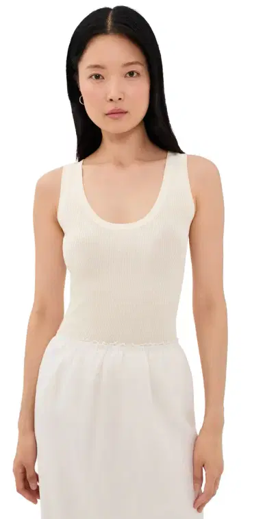 RENGGLI Scoop Neck Rib Tank Flat White L | Thumbnail 1