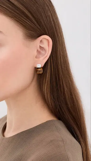 SHASHI Baguette Tiger Eye Earrings Gold/Tiger Eye One Size | Thumbnail 3