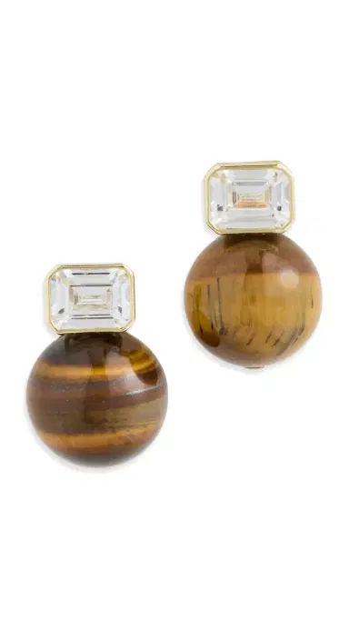 SHASHI Baguette Tiger Eye Earrings Gold/Tiger Eye One Size | Thumbnail 5
