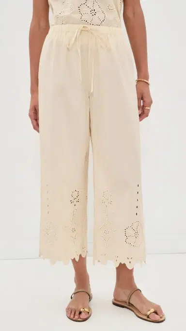 Apiece Apart Embroidered Kari Pull On Pants Ecru | Thumbnail 2