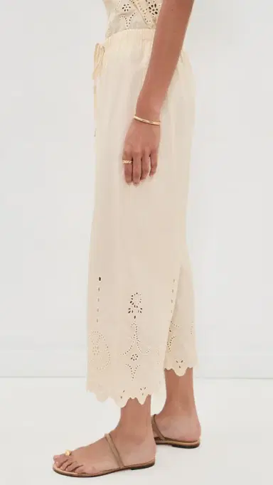 Apiece Apart Embroidered Kari Pull On Pants Ecru | Thumbnail 4