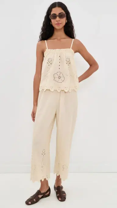 Apiece Apart Embroidered Kari Pull On Pants Ecru | Thumbnail 5