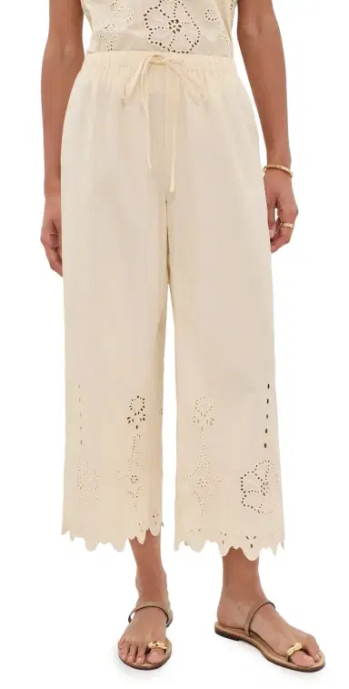 Apiece Apart Embroidered Kari Pull On Pants Ecru | Thumbnail 1