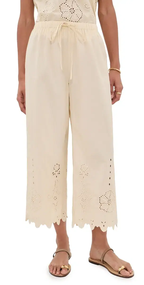 Apiece Apart Embroidered Kari Pull On Pants Ecru