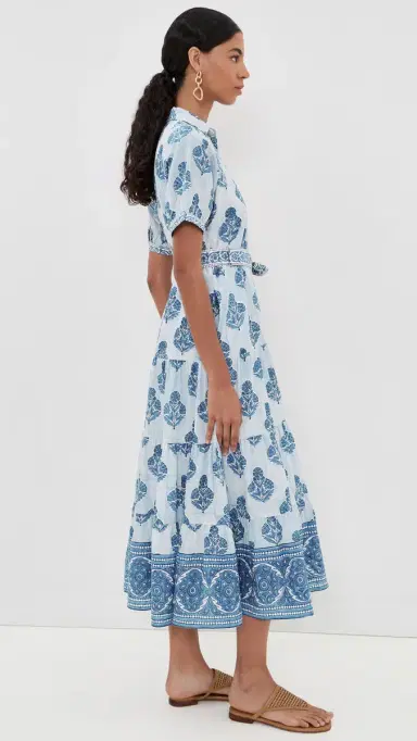 Marea Short Sleeve Shirt Dress Indigo Stripe Holly Hock | Thumbnail 4 Marea Short Sleeve Shirt Dress Indigo Stripe Holly Hock | Thumbnail 4