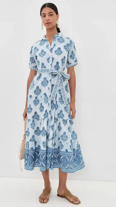Marea Short Sleeve Shirt Dress Indigo Stripe Holly Hock | Thumbnail 5 Marea Short Sleeve Shirt Dress Indigo Stripe Holly Hock | Thumbnail 5