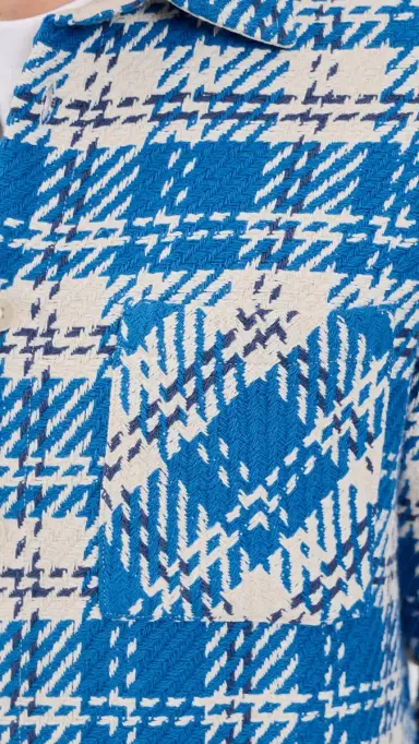 Wax London Oran Check Whiting Overshirt Blue/Ecru M | Thumbnail 6