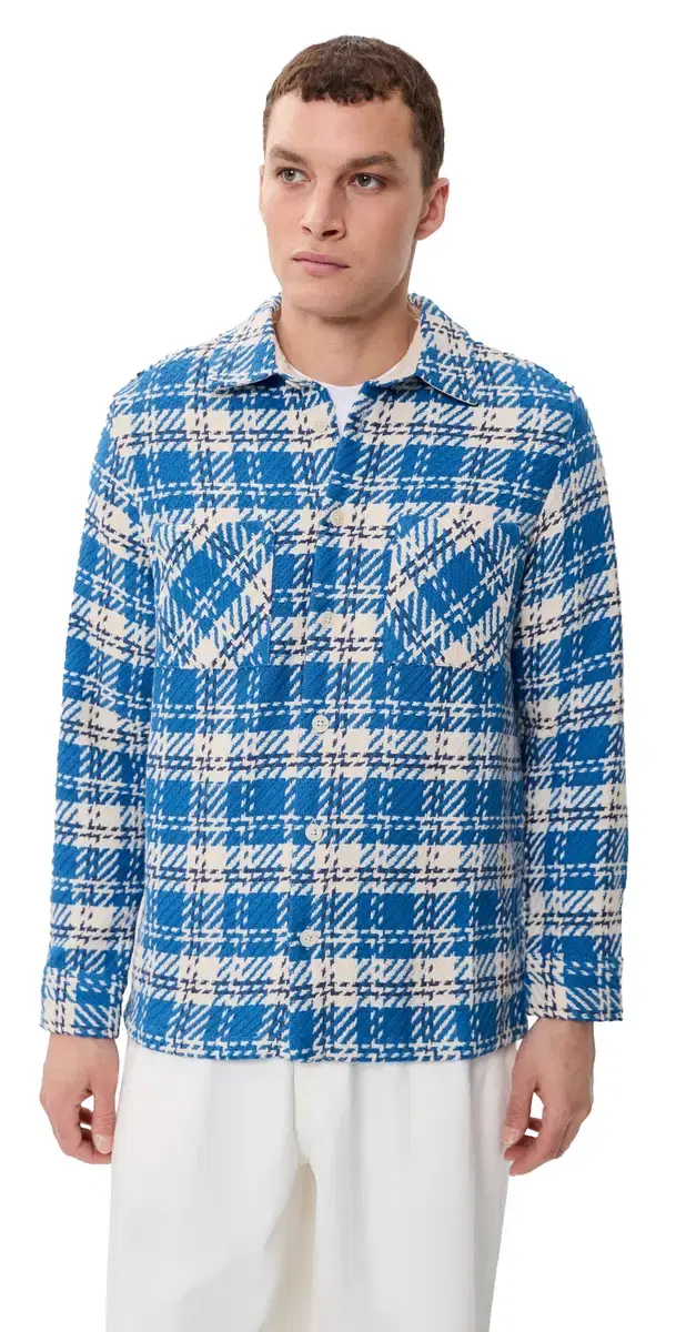 Oran Check Whiting Overshirt Blue/Ecru M
