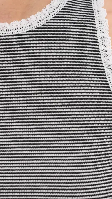Madewell Lace-Trim Ribbed Tank Jet Black Stripe L | Thumbnail 6