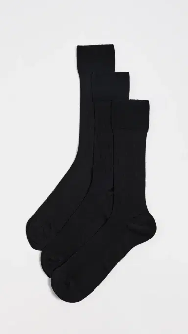 NN07 Cotton Ribbed Socks 3 Pack Black One Size | Thumbnail 2